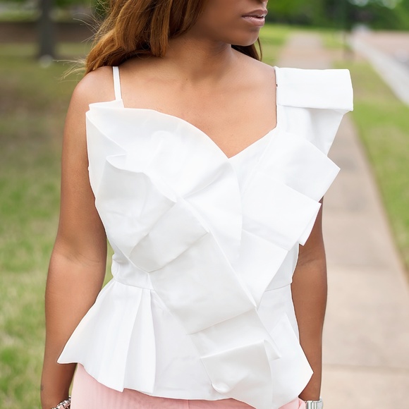 One Shoulder Ruffled Party Top - Picture 1 of 2